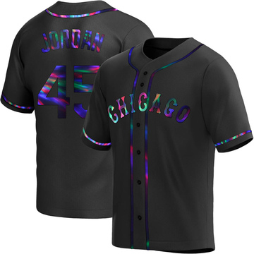Michael Jordan Men's Replica Chicago White Sox Black Holographic Alternate Jersey