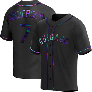 Tim Anderson Men's Replica Chicago White Sox Black Holographic Alternate Jersey