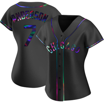 Tim Anderson Women's Replica Chicago White Sox Black Holographic Alternate Jersey