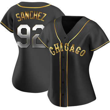 Wilber Sanchez Women's Replica Chicago White Sox Black Golden Alternate Jersey
